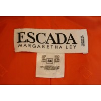 ESCADA 2 PIECE ORANGE & WHITE LINEN JACKET & SLEEVELESS DRESS SET, SIZE 34/6