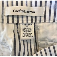 NWOT CROFT & BARROW WHITE & BLUE STRIPE CAPRI CROPPED COTTON STRETCH PANTS SZ 12