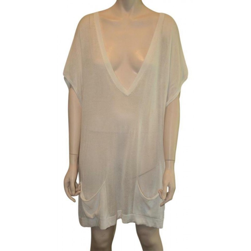 MICHAEL KORS WHITE TUNIC, TOP, DRESS SWIMSUIT COVER-UP BLOUSE, LOOSE CUT, SIZE M